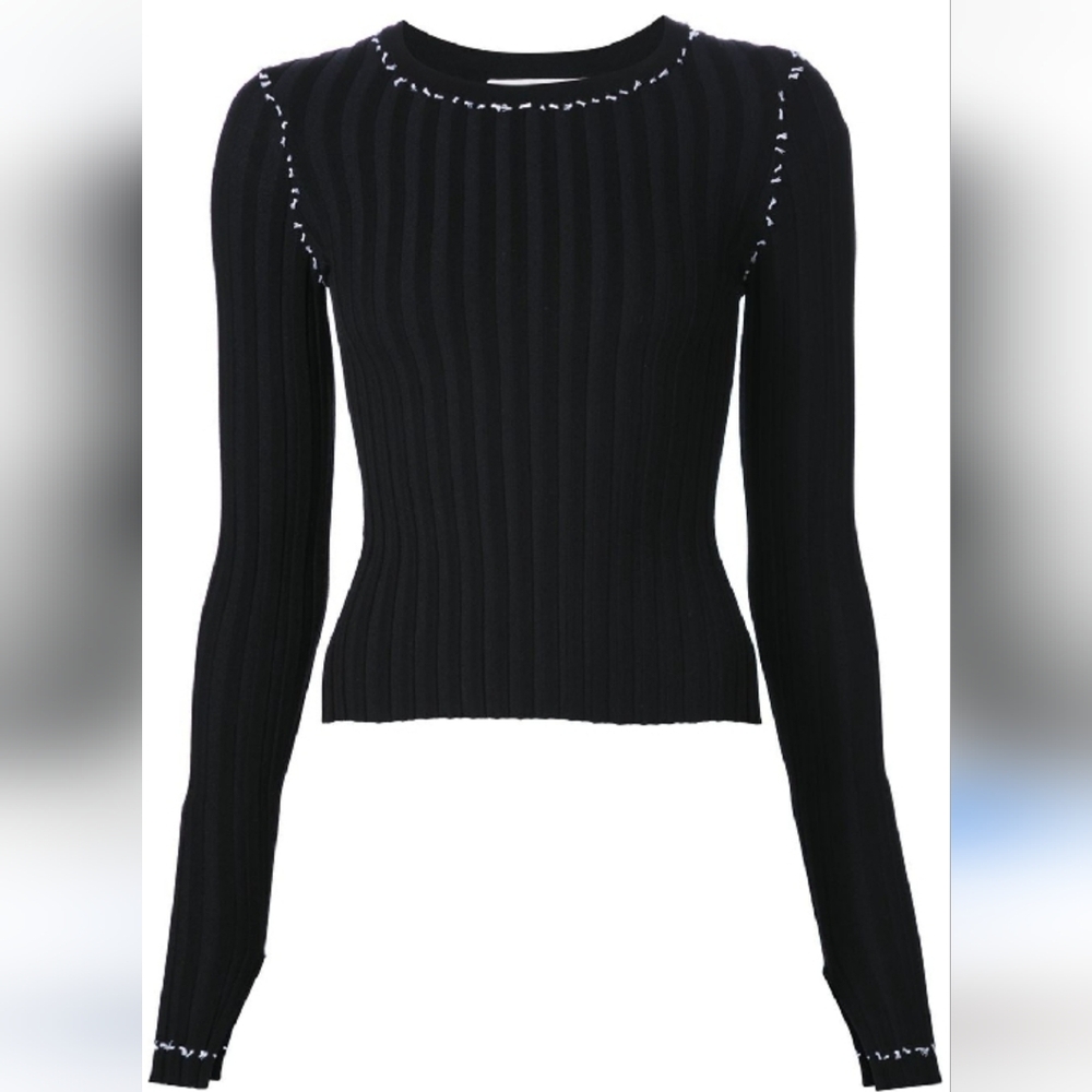 Altuzarra Black Ribbed Fitted Top